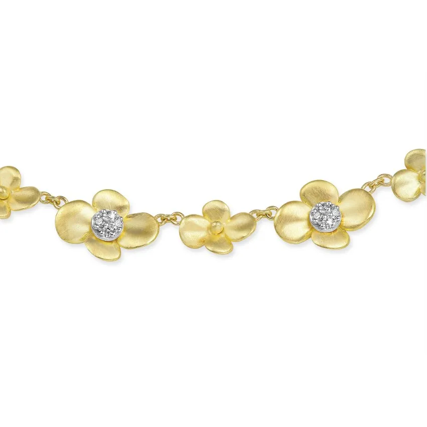 0.45 quilates gargantilla diamante diseño flor en oro amarillo 
