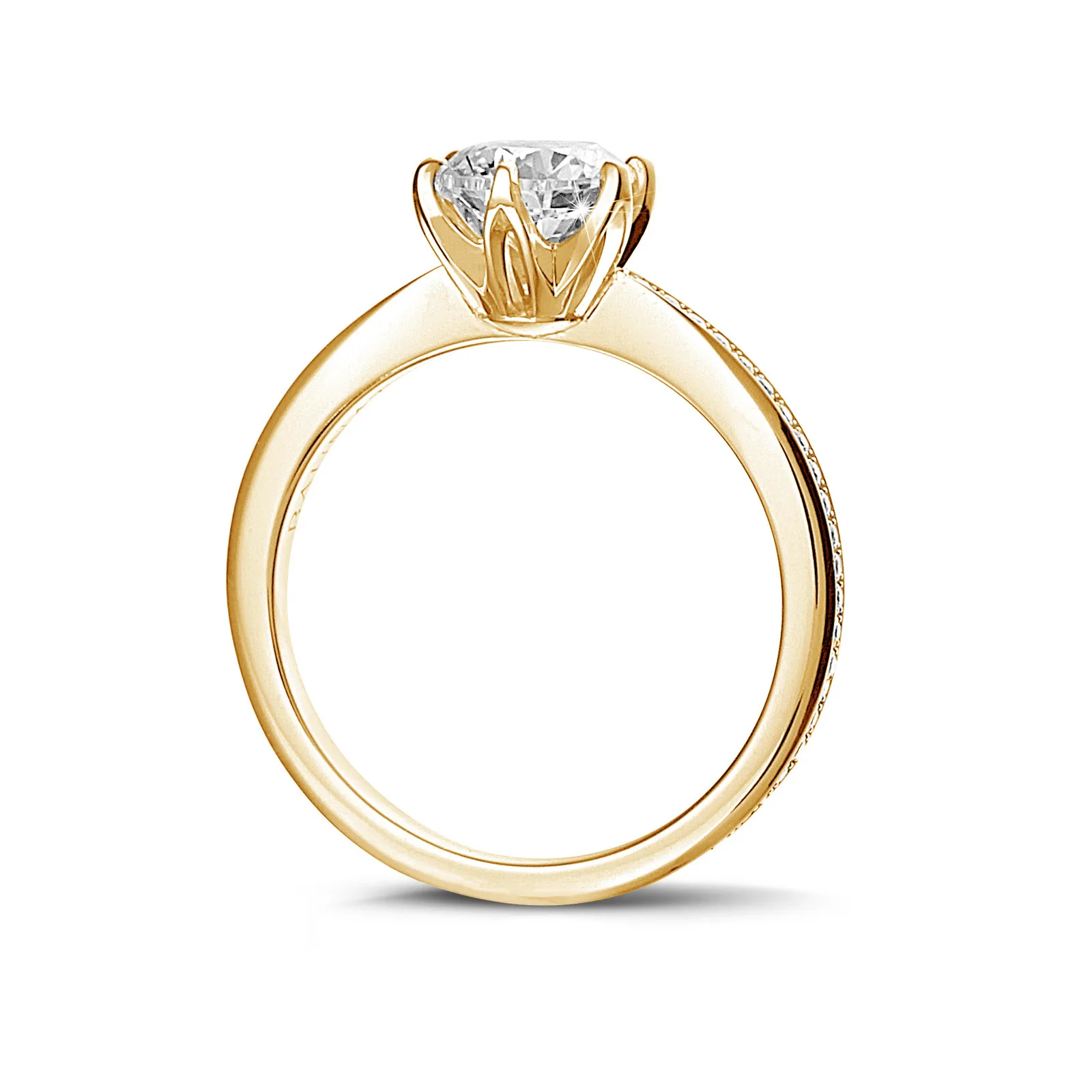 1.00 quilates anillo solitario en oro amarillo con diamantes en los lados 