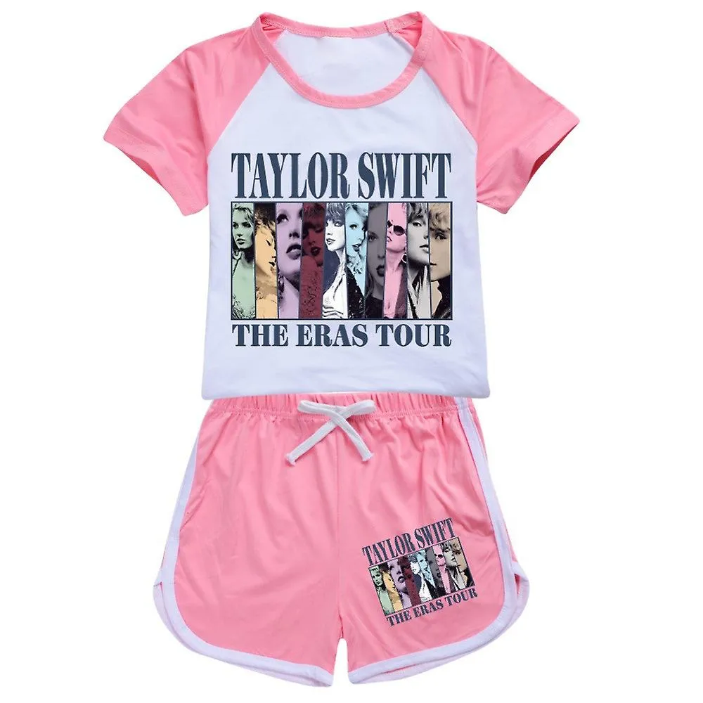 1116 AñOS NIñOS NIñOS NIñAS TAYLOR SWIFTIE CHáNDAL ESTAMPADO CAMISETA + PANTALONES CORTOS ROPA DE ESTAR POR CASA CONJUNTO DE AT