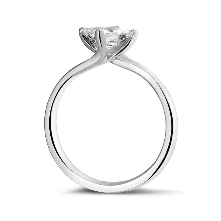 1.20 quilates anillo solitario en oro blanco con diamante talla princesa 