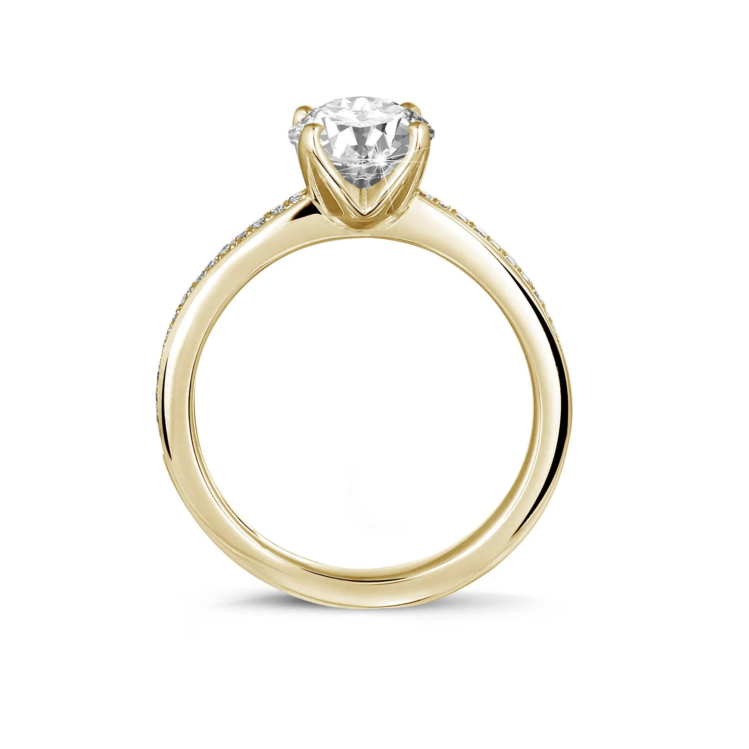 2.00 quilates anillo solitario en oro amarillo con diamantes en los lados 