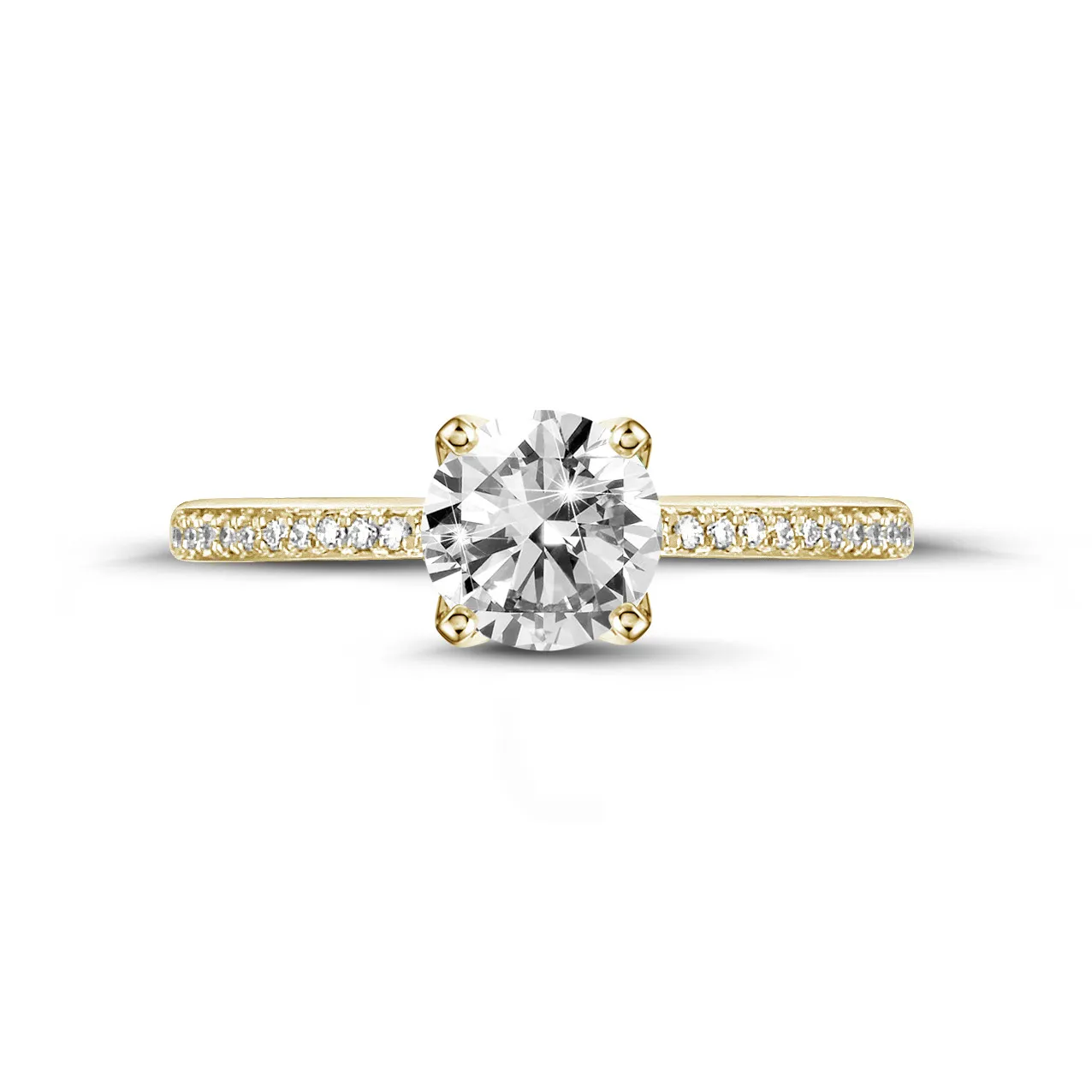 2.00 quilates anillo solitario en oro amarillo con diamantes en los lados 
