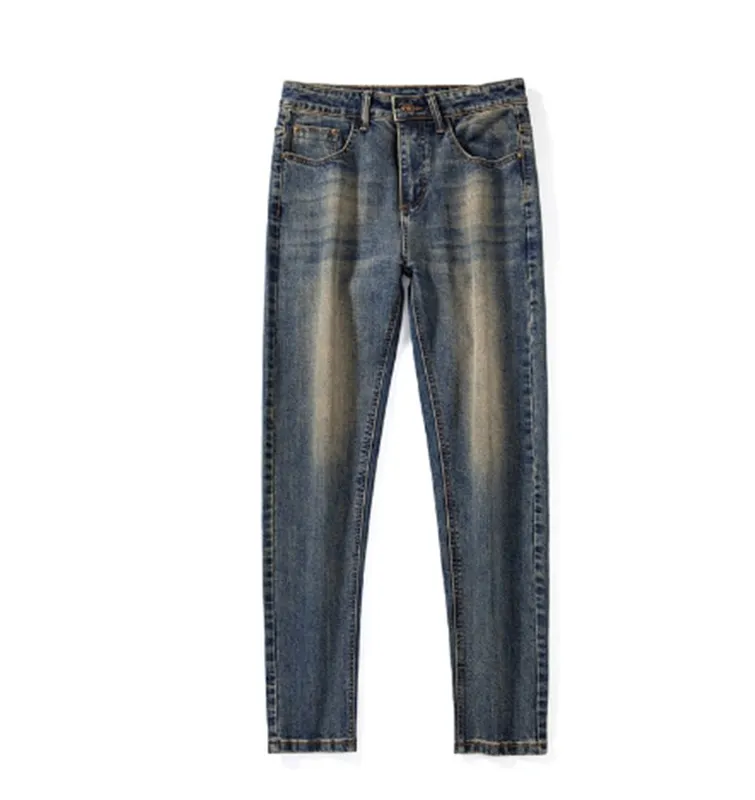 2023 Otoño Nuevos hombres vintage Stone Washed Ripped Slim Fit Elasticity jeans hombres rectos clásicos pantalones casuales Casu