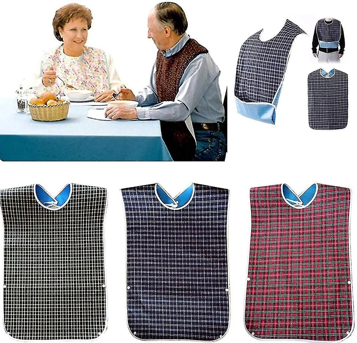 3 PAQUETES DE BABEROS PARA ADULTOS CON MIGA  BABERO LAVABLE PARA ADULTOS, ADULTO GRANDE