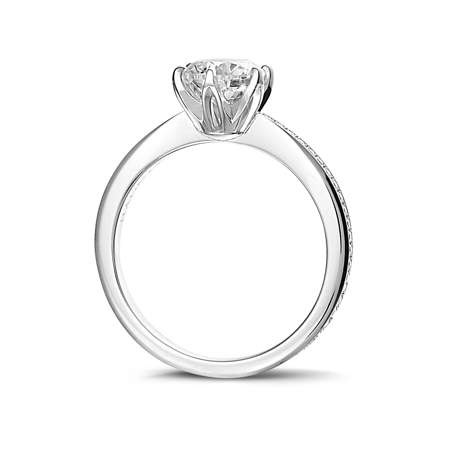 3.00 quilates anillo solitario en oro blanco con diamantes en los lados 