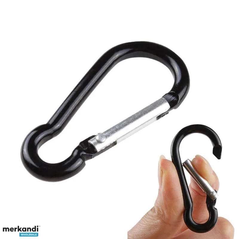 4x SET Carabina de aluminio de agarre rápido para llaves, senderismo y camping