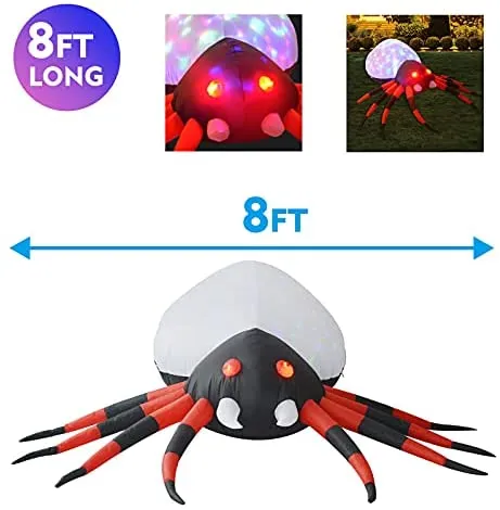 8 FT Long Inflatable Spider with Magic Light
