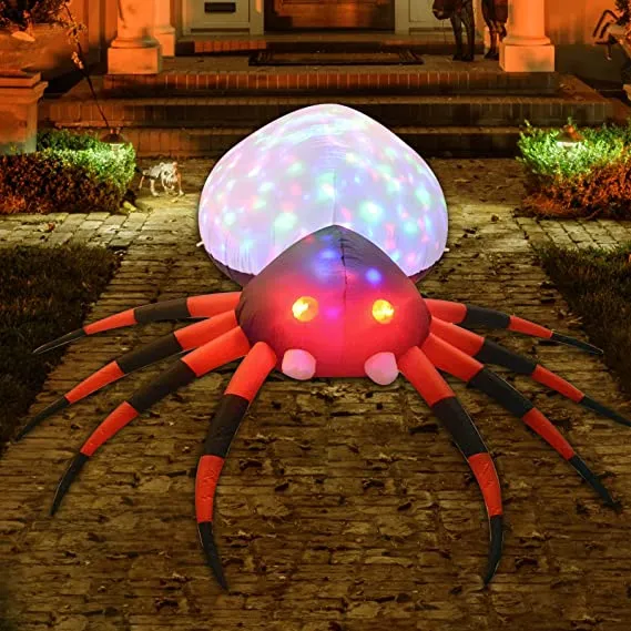 8 FT Long Inflatable Spider with Magic Light
