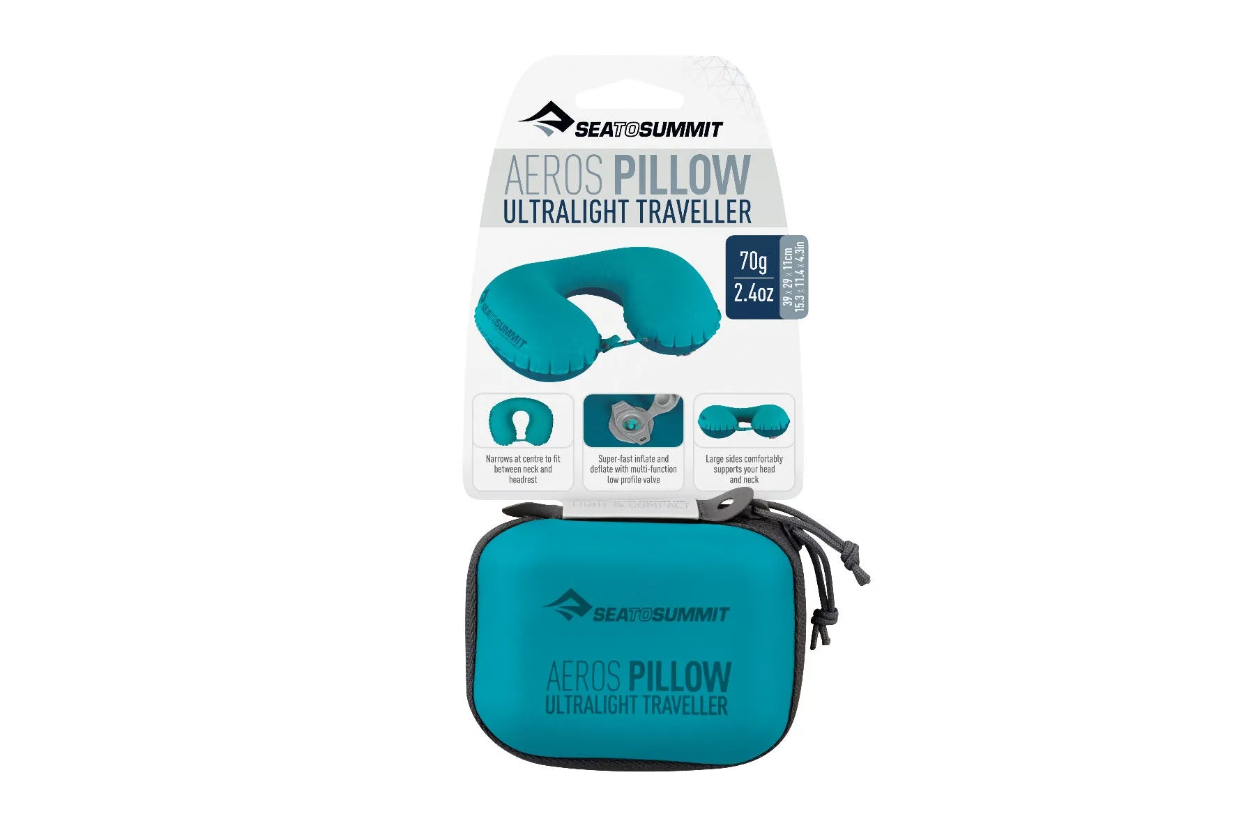 Almohada de Viaje Sea to Summit Aeros Ultralight Pillow Traveller Aqua Celeste