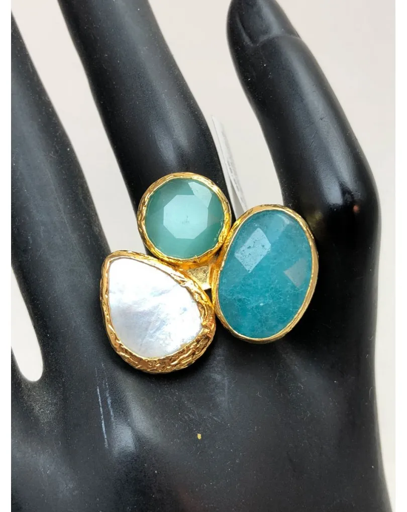ANILLOS DE BISUTERIA CON BONITO DISEÑO EN TURQUESA