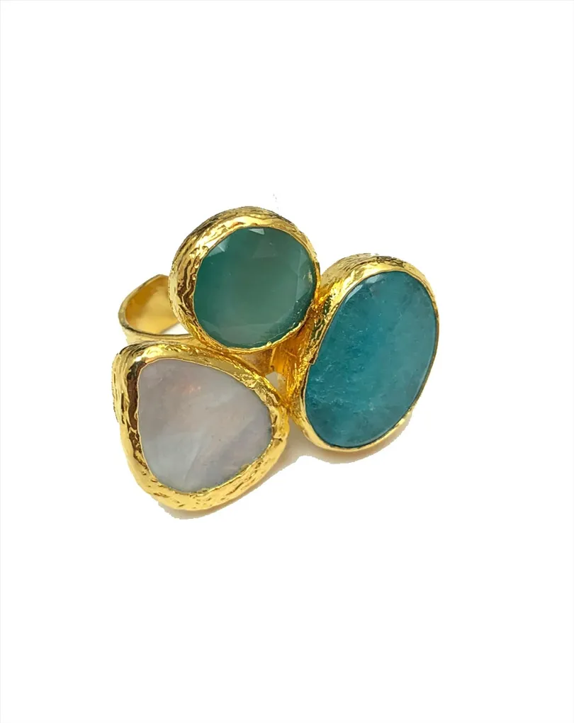 ANILLOS DE BISUTERIA CON BONITO DISEÑO EN TURQUESA