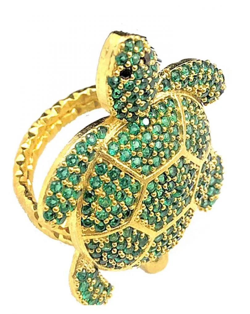 ANILLOS VERDES AJUSTABLES CON SIMPATICO DISEÑO DE TORTUGA