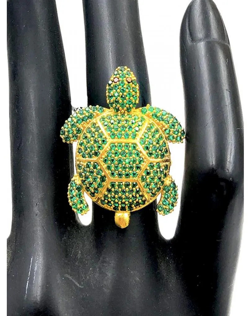 ANILLOS VERDES AJUSTABLES CON SIMPATICO DISEÑO DE TORTUGA