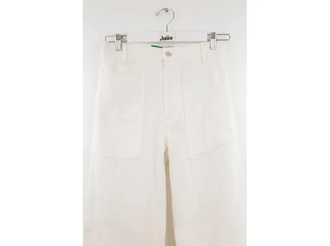 Autre Marque pantalones anchos de algodon Blanco 