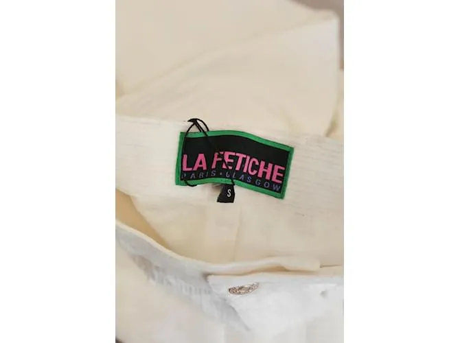 Autre Marque pantalones anchos de algodon Blanco 