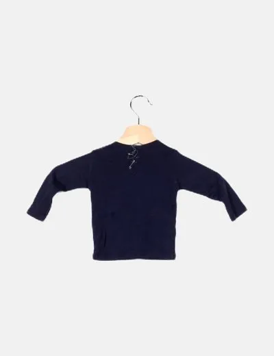 Benetton Camiseta azul marina mensaje