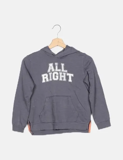 Benetton Sudadera capucha azul mensaje