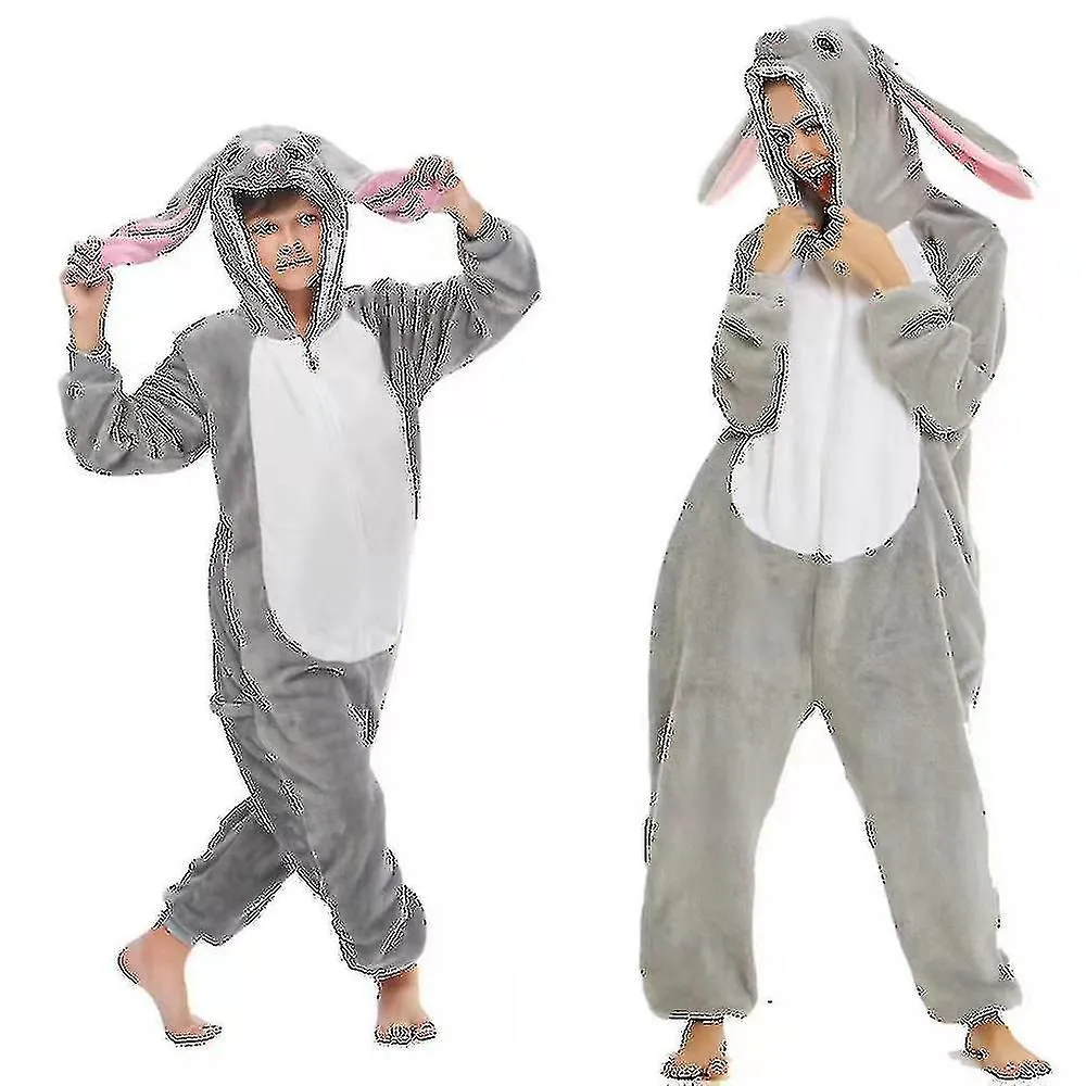 Big Ear Rabbit Costume Pijama Onesie Kigurumi Jumpsuit Nightwear Animal Hoodie Para niños adultos