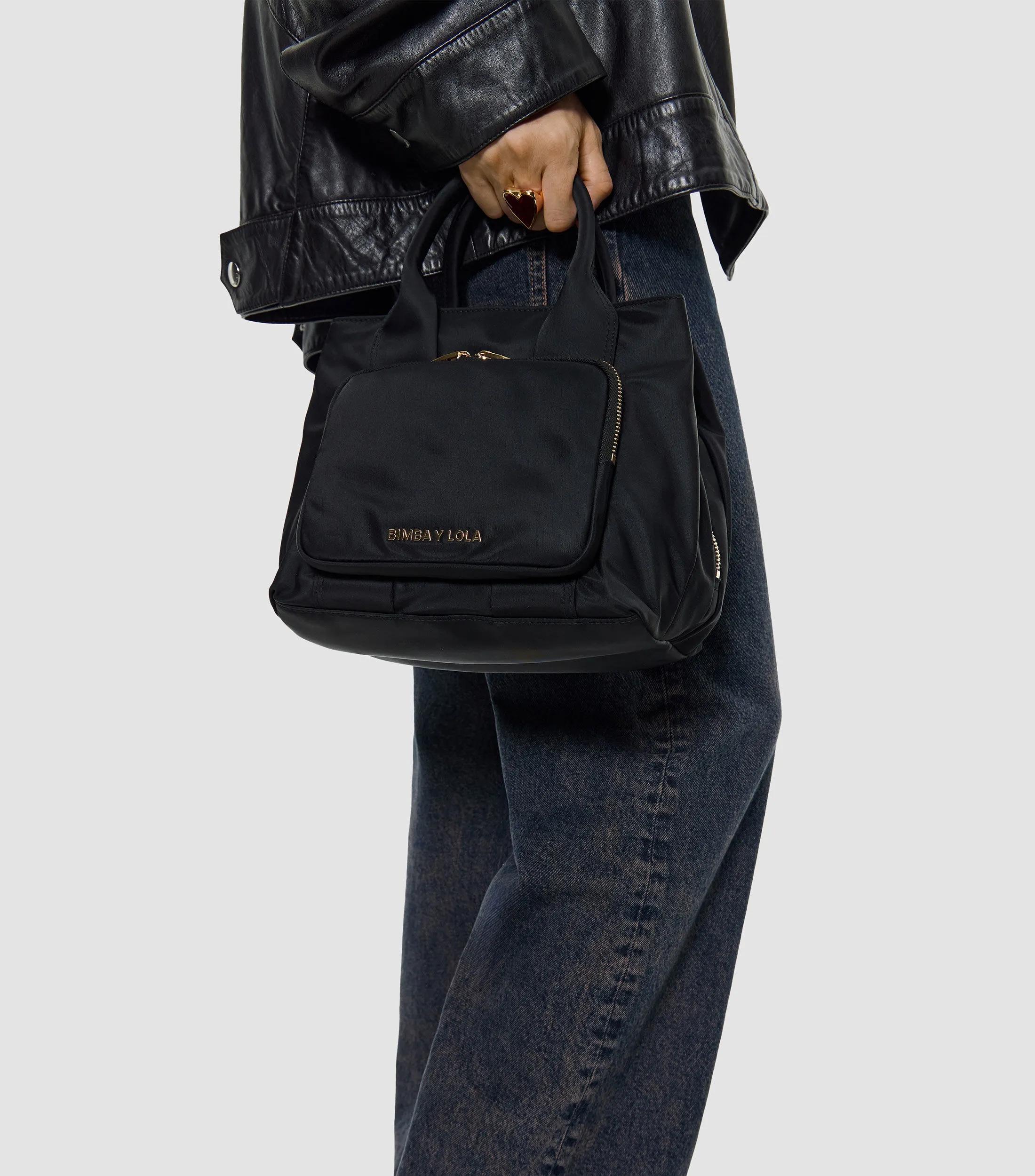Bimba y Lola Bolso Satchel Negro Mujer