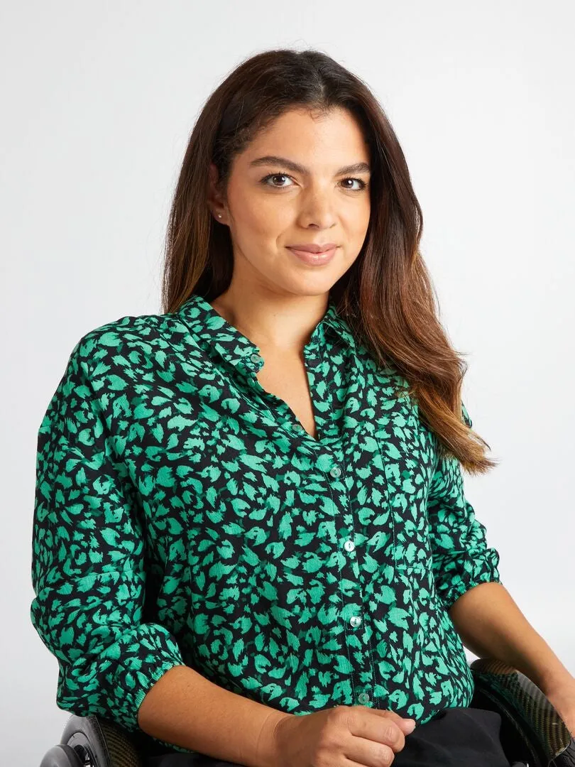 BLUSA DE LEOPARDO CON BOTONES IMANTADOS  SO EASY  VERDE