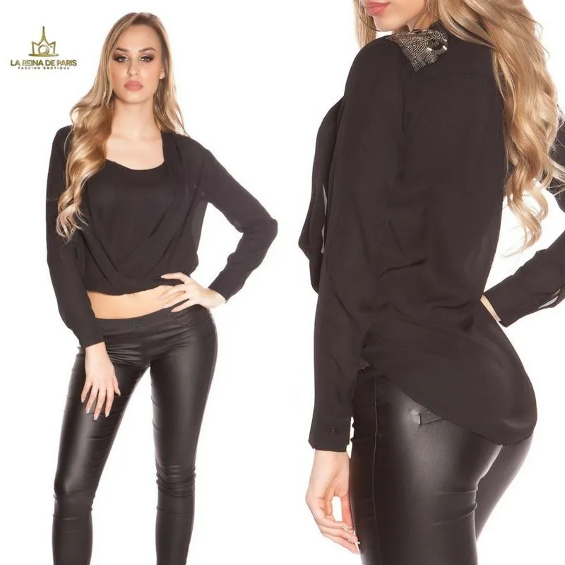 Blusa moda y diseño con aplicaciones 