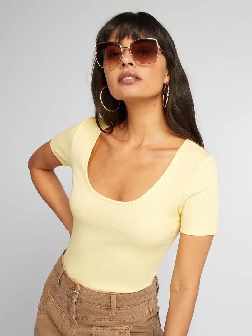 BODY DE PUNTO DE CANALé LISO  AMARILLO