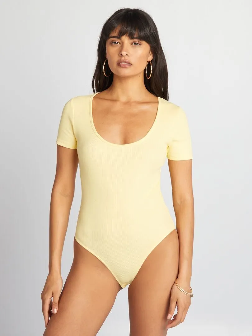 BODY DE PUNTO DE CANALé LISO  AMARILLO