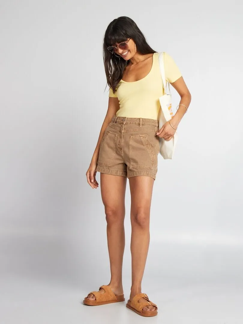 BODY DE PUNTO DE CANALé LISO  AMARILLO