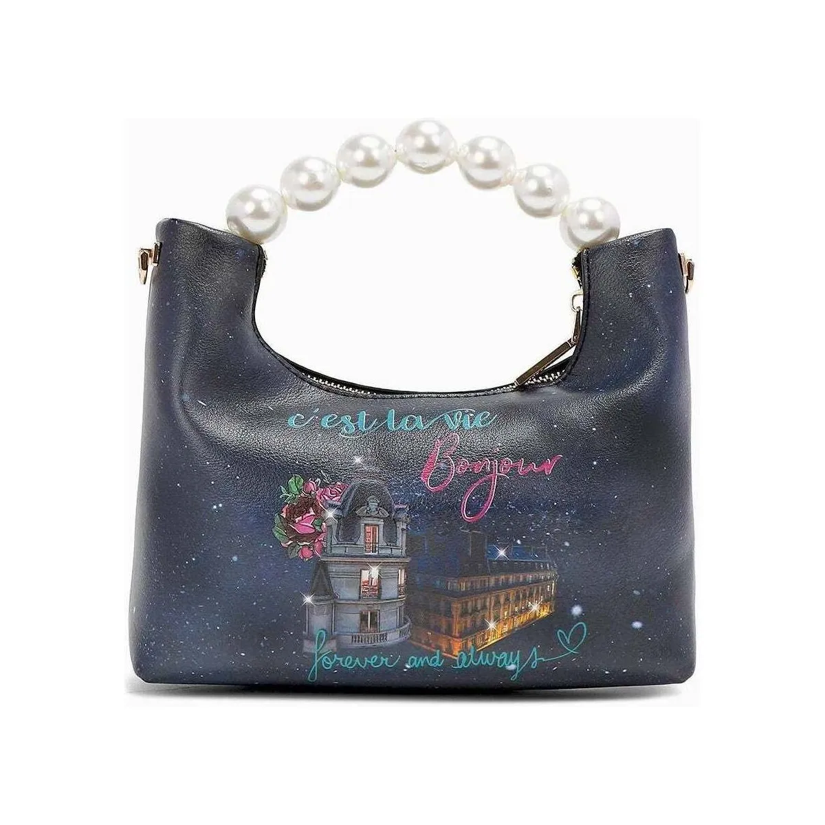 BOLSO DE MANO CON ASA DE PERLAS 