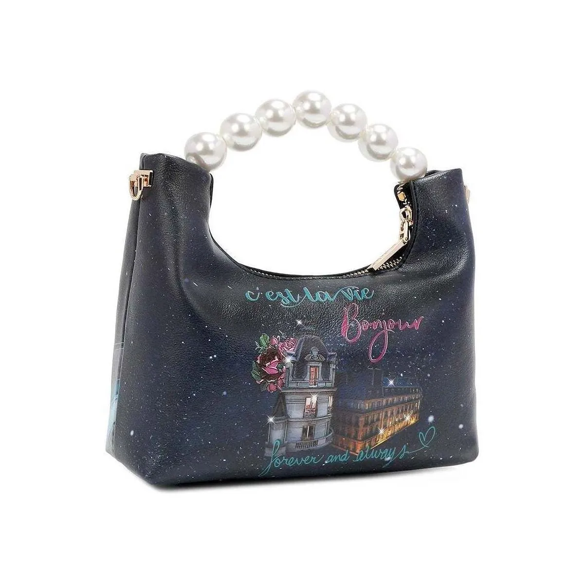 BOLSO DE MANO CON ASA DE PERLAS 