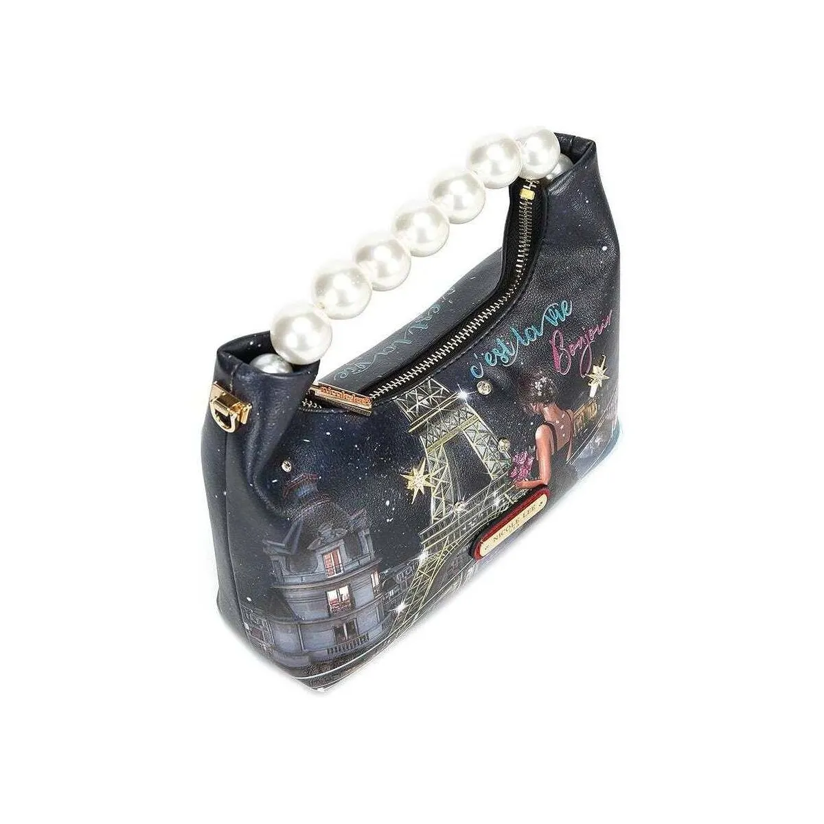 BOLSO DE MANO CON ASA DE PERLAS 