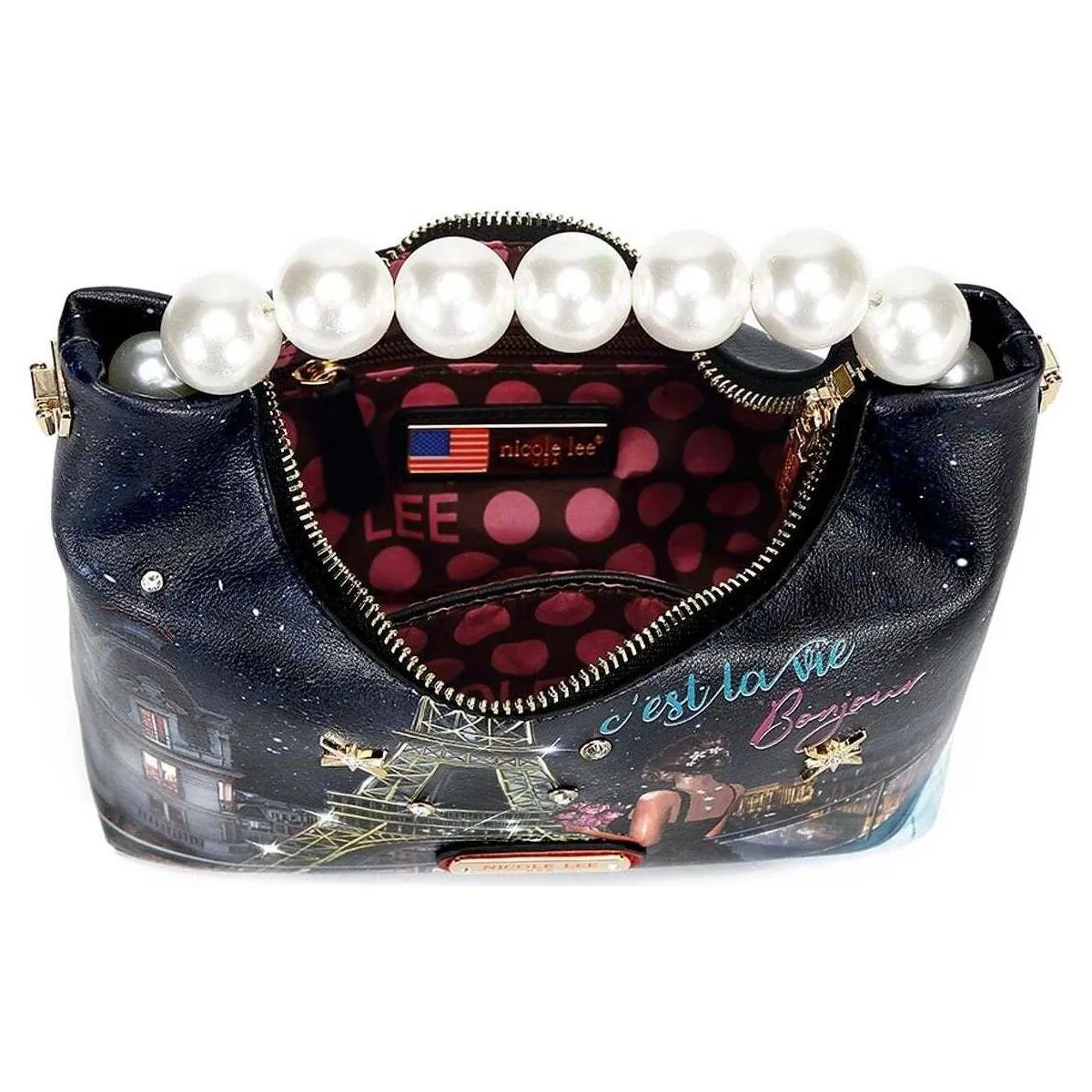 BOLSO DE MANO CON ASA DE PERLAS 