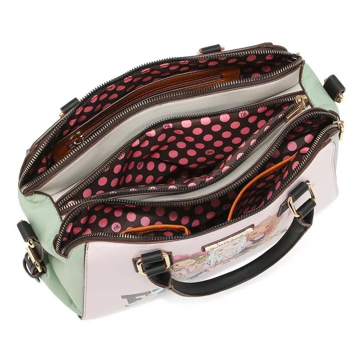 BOLSO DE MANO CON TRIPLE CREMALLERA 