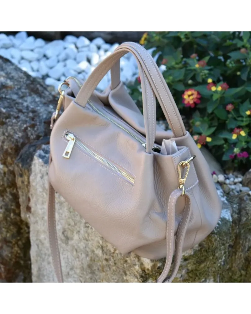 Bolso de piel de mano BAG bombo con asa bandolera AZUL