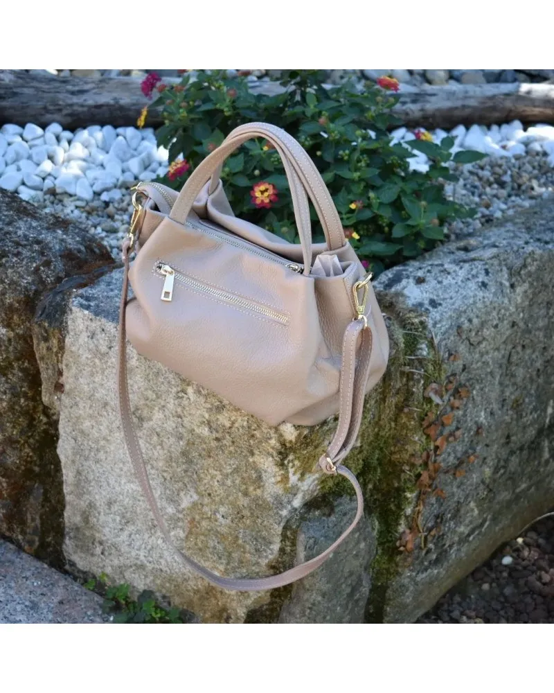 Bolso de piel de mano BAG bombo con asa bandolera AZUL