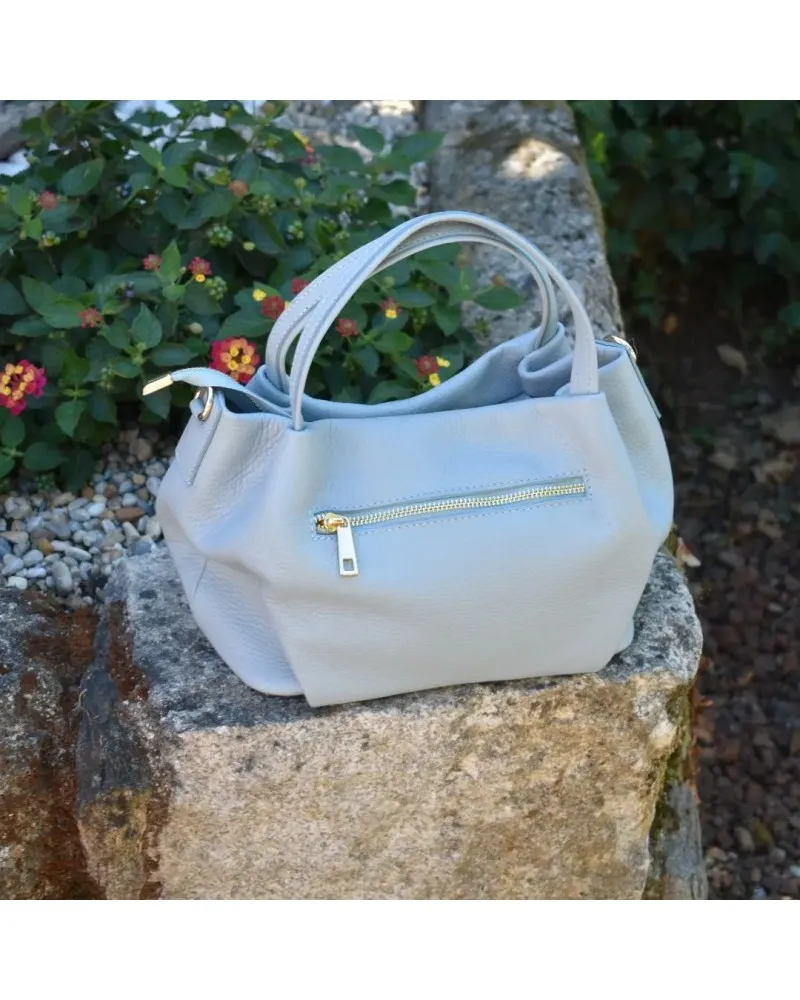 Bolso de piel de mano BAG bombo con asa bandolera AZUL