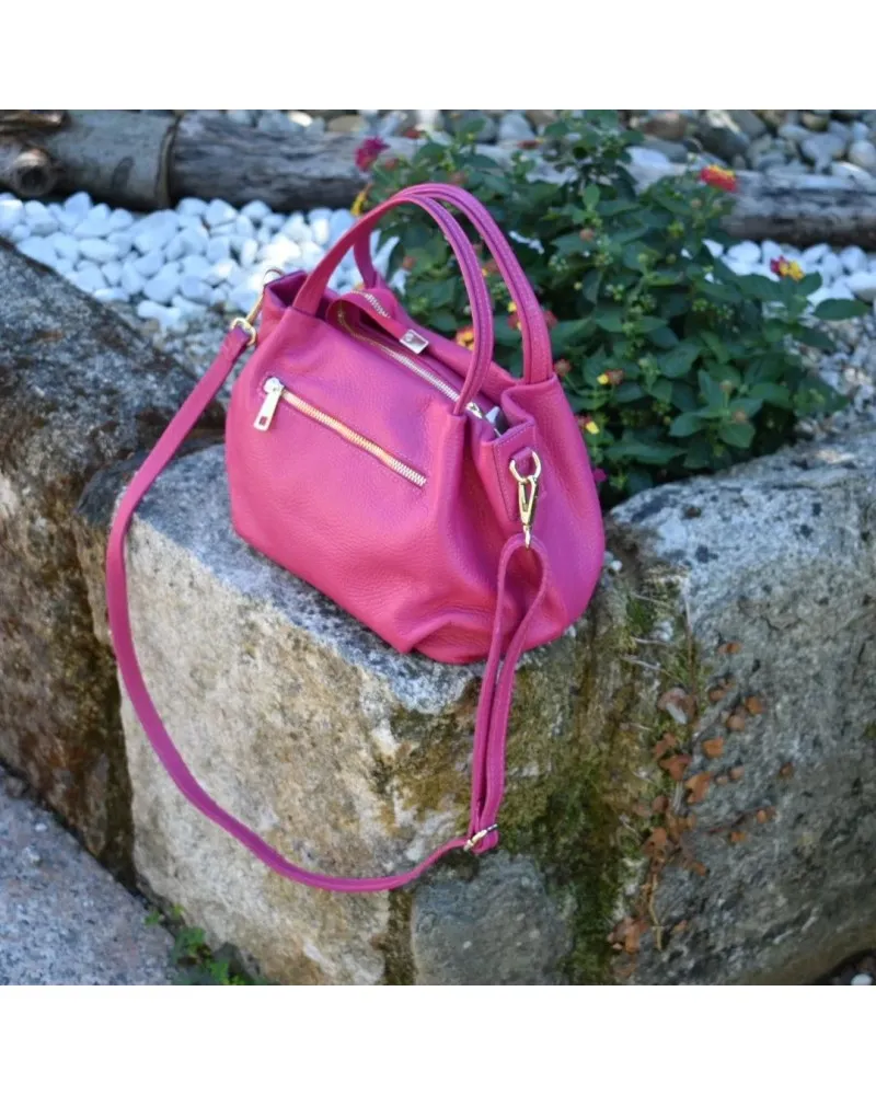 Bolso de piel de mano BAG bombo con asa bandolera AZUL