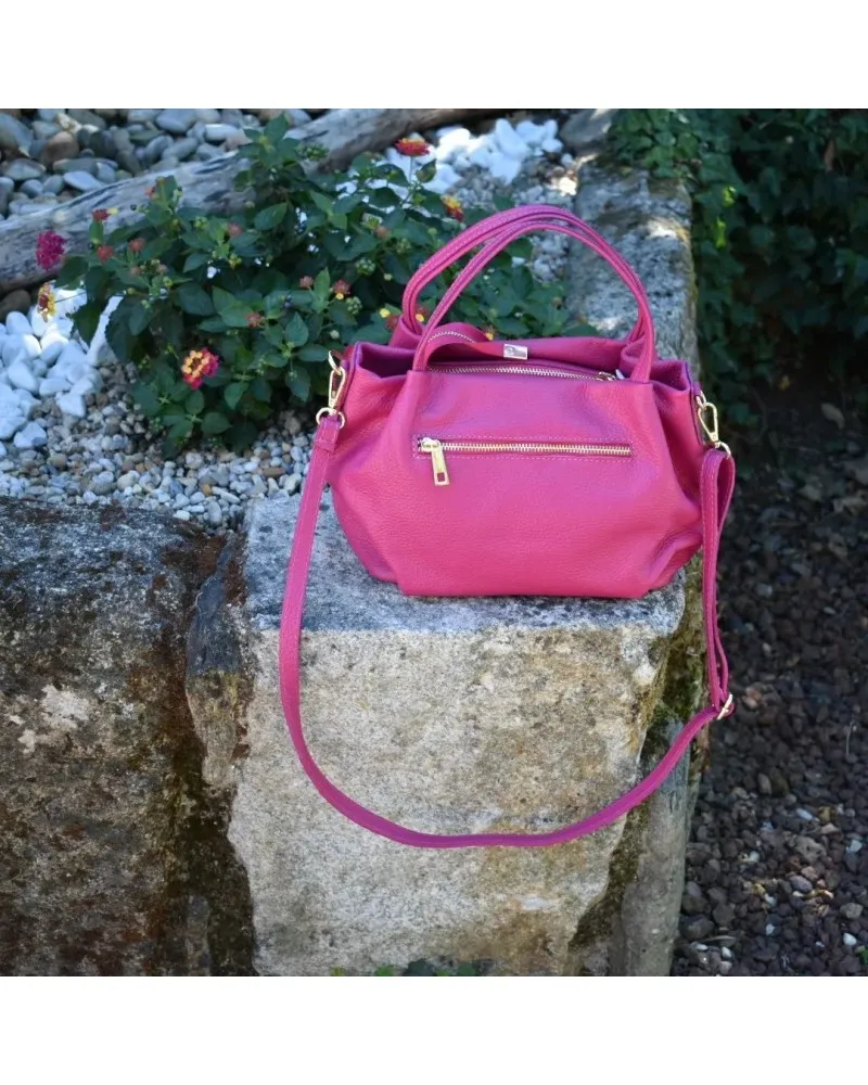 Bolso de piel de mano BAG bombo con asa bandolera AZUL