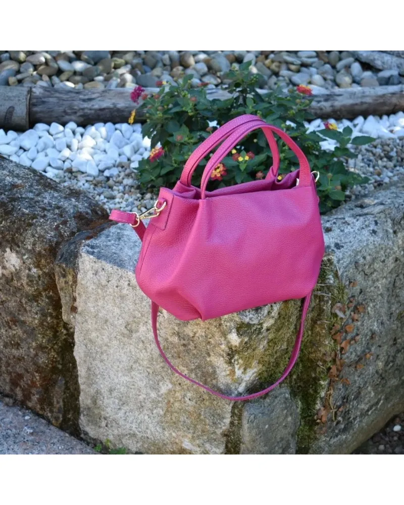 Bolso de piel de mano BAG bombo con asa bandolera AZUL