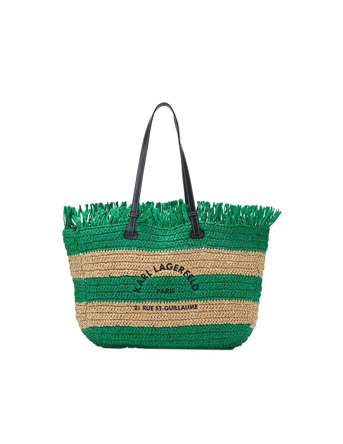 Bolso verde de rafia Rue St.Guillaume