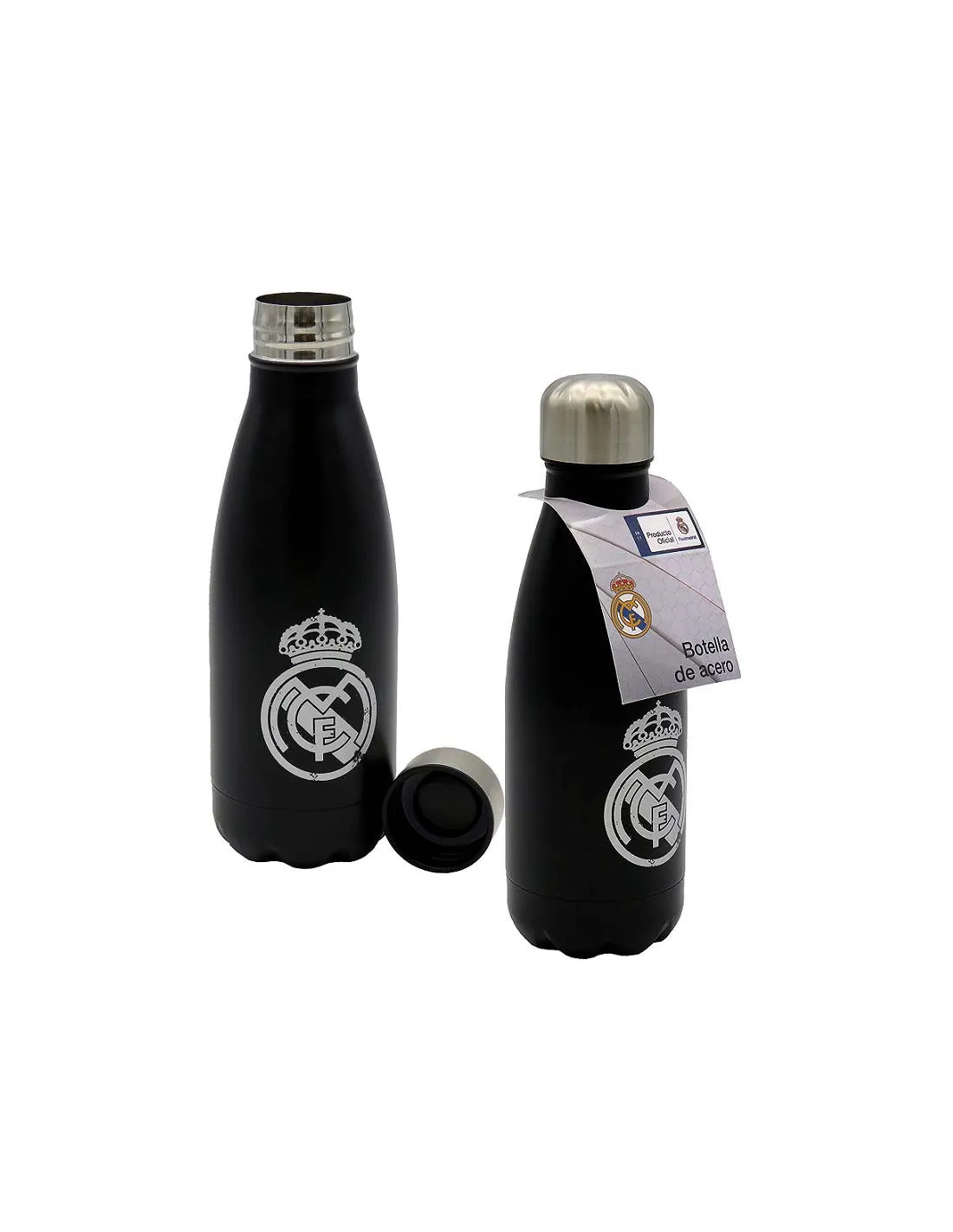 Botella Real Madrid agua de acero negro inoxidable 550 ml