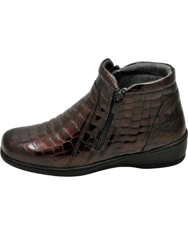 BOTINES DE MUJER NOTTON  BOTIN DE PIEL PARA MUJER PLANTILLA EXTRAIBLE MODE BURDEOS
