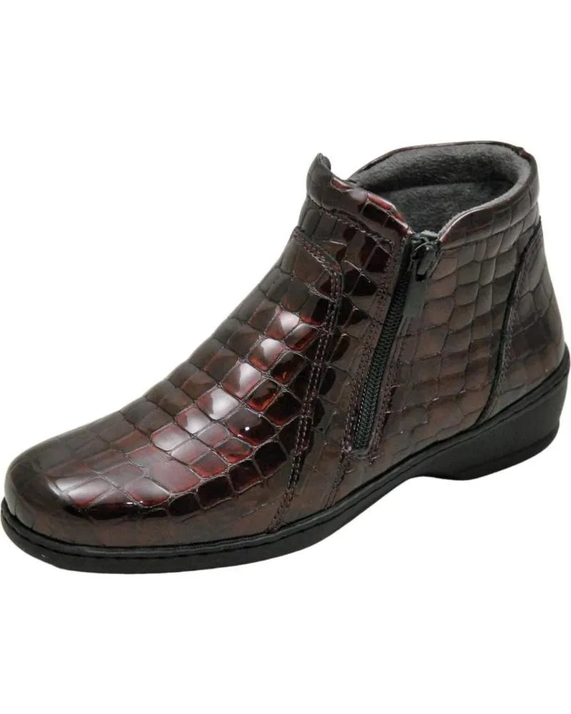 BOTINES DE MUJER NOTTON  BOTIN DE PIEL PARA MUJER PLANTILLA EXTRAIBLE MODE BURDEOS
