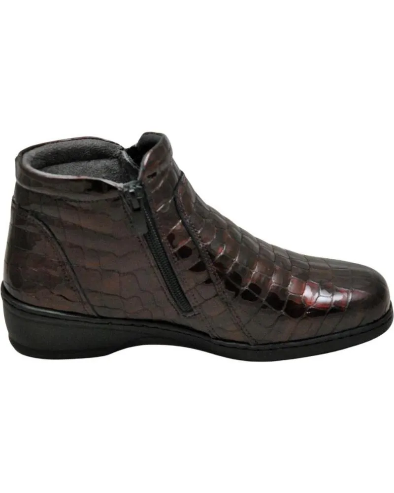 BOTINES DE MUJER NOTTON  BOTIN DE PIEL PARA MUJER PLANTILLA EXTRAIBLE MODE BURDEOS