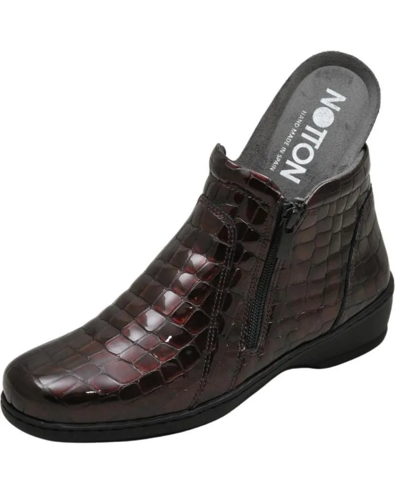 BOTINES DE MUJER NOTTON  BOTIN DE PIEL PARA MUJER PLANTILLA EXTRAIBLE MODE BURDEOS
