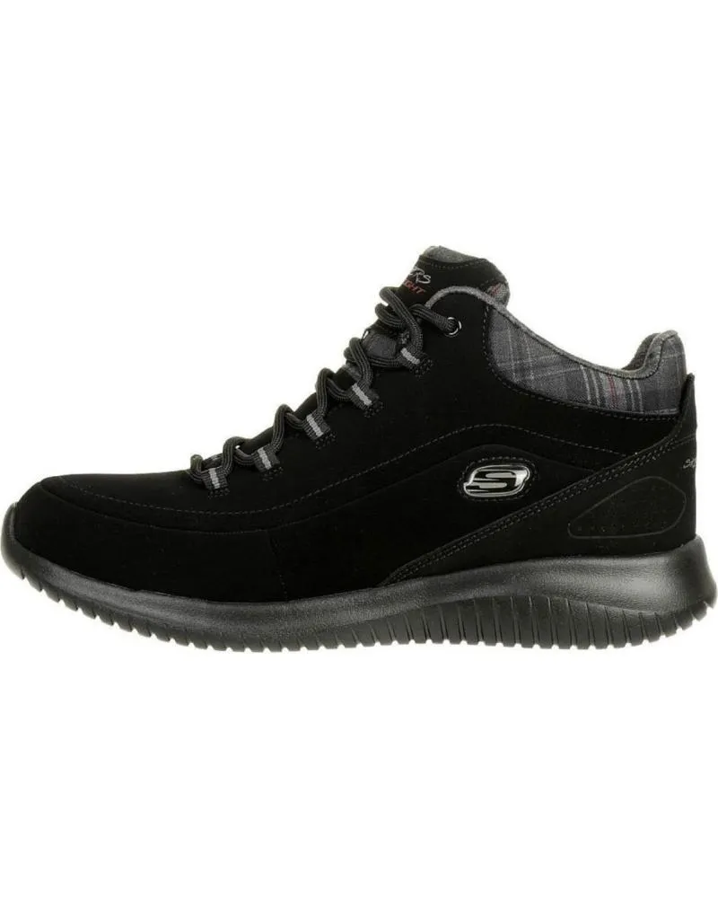 BOTINES DE MUJER SKECHERS BOTINES PLANOS CON CORDONES S 12918   NEGRO