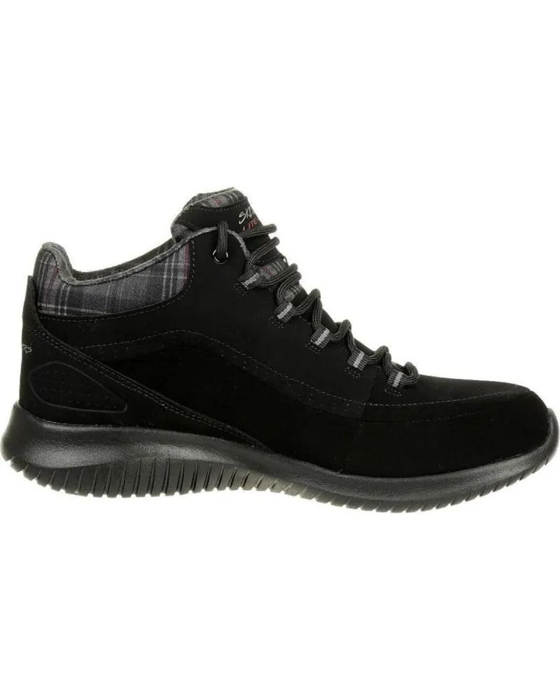 BOTINES DE MUJER SKECHERS BOTINES PLANOS CON CORDONES S 12918   NEGRO