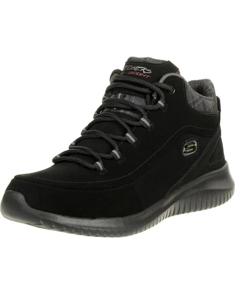 BOTINES DE MUJER SKECHERS BOTINES PLANOS CON CORDONES S 12918   NEGRO