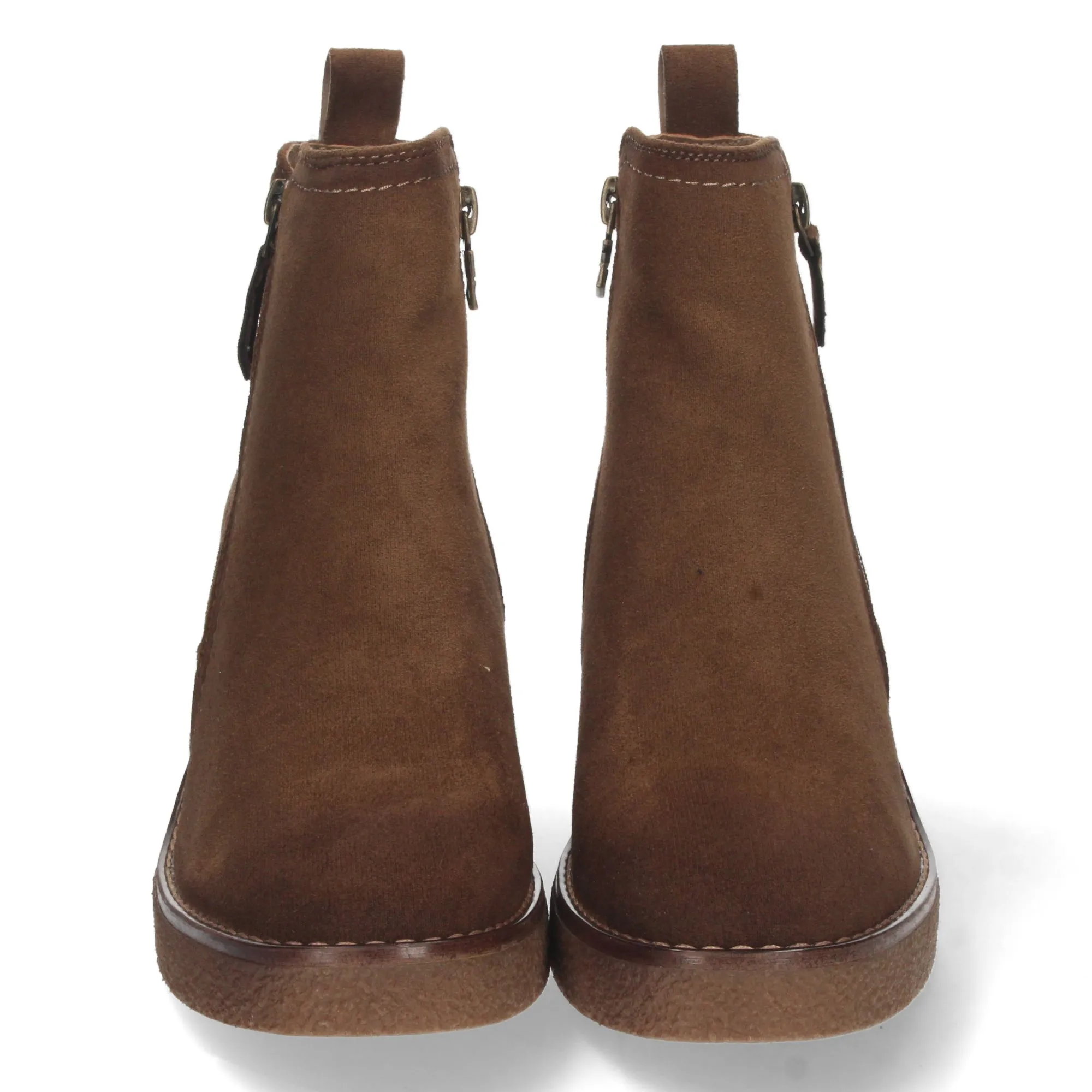 Botines de tacón ancho mujer color taupe