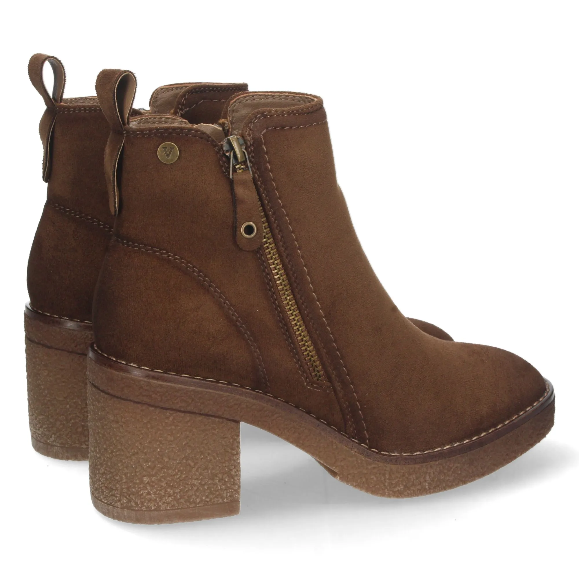 Botines de tacón ancho mujer color taupe